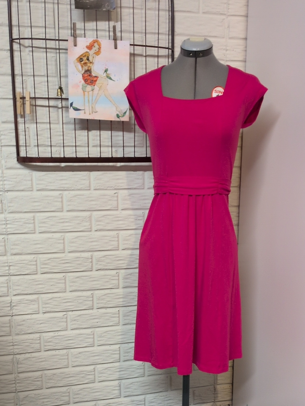 Lands' End Fuchsia Magenta Pink Knit Dress XS 2 4